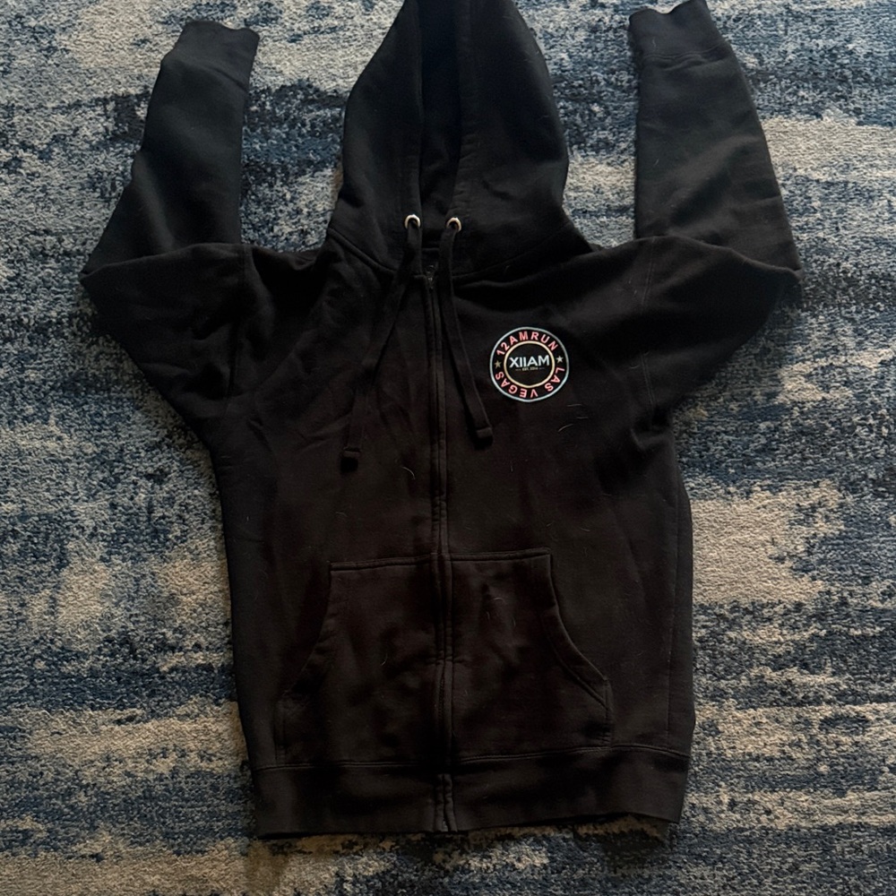 Black Zip-Up Hoodie with Logo